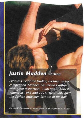 1995 Bewick Enterprises AFLPA Football Quarters #22 Justin Madden Back